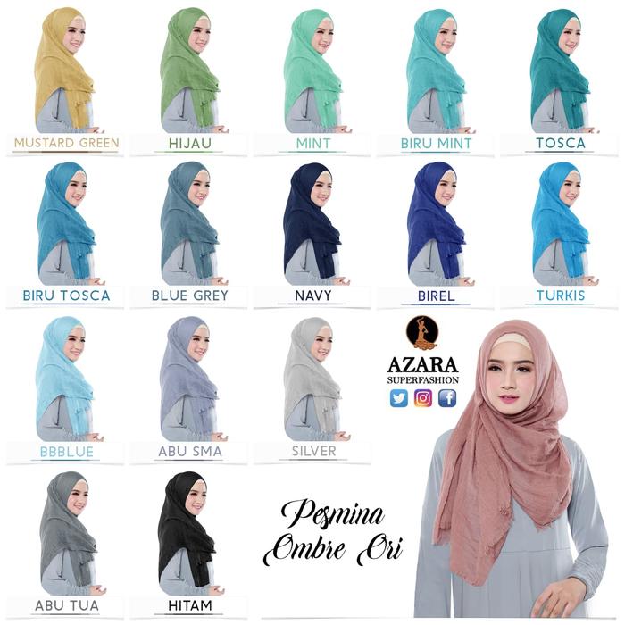 Jual Pashmina Ombre By Azara Seri Warna 2 Blue Grey Kota Cimahi Gamis Store Tokopedia