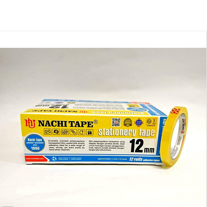 Gambar Nachi Selotip Stationery Yellow Inner Dus 12 mm x 72 yard (12 Pcs) dari NACHI TAPE undefined Tokopedia