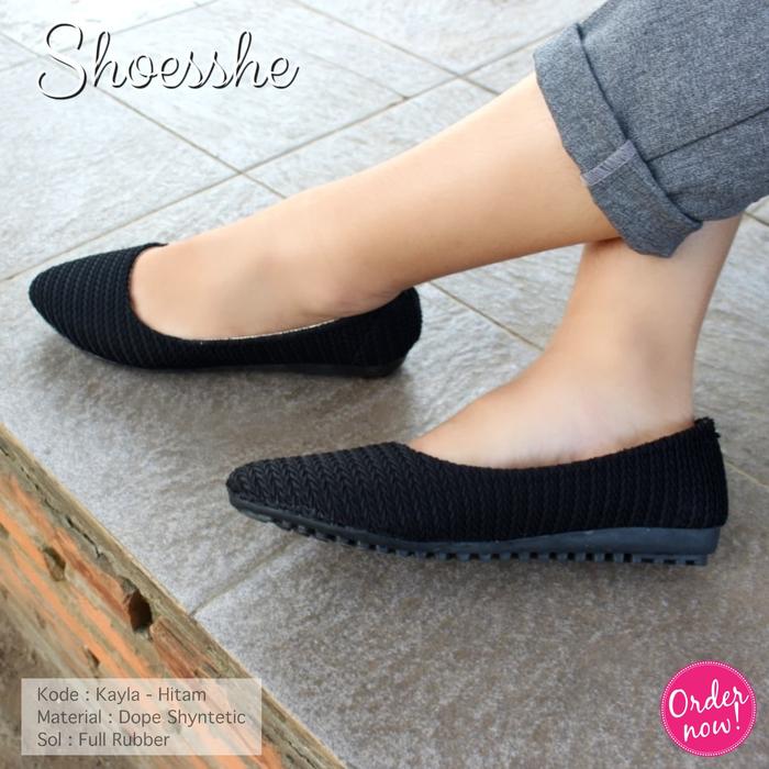 Gambar Fsb - Sepatu Flatshoes Wanita Sol Karet Tebal (Kayla - Hitam) - Hitam, 37 dari flatshoesstorebogor undefined Tokopedia