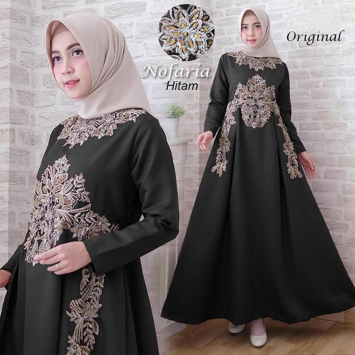 Gambar Gamis pesta mewah NOFARIA renda payet - Hitam dari CAMELYAGAMIS undefined Tokopedia