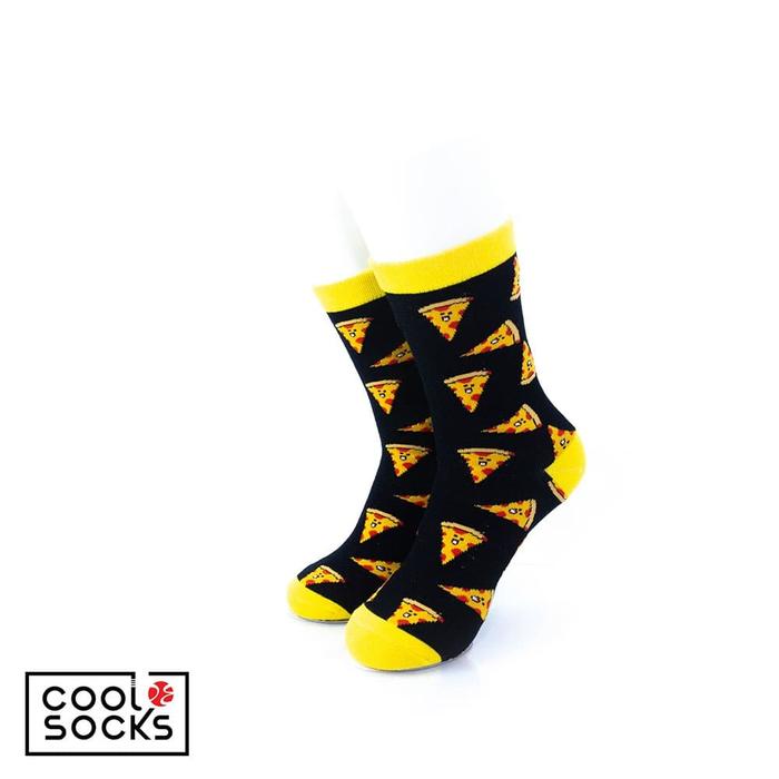 Gambar CoolDeSocks Original | Kaos Kaki Motif - Pizza Black Yellow (Q) dari CoolDeSocks undefined Tokopedia