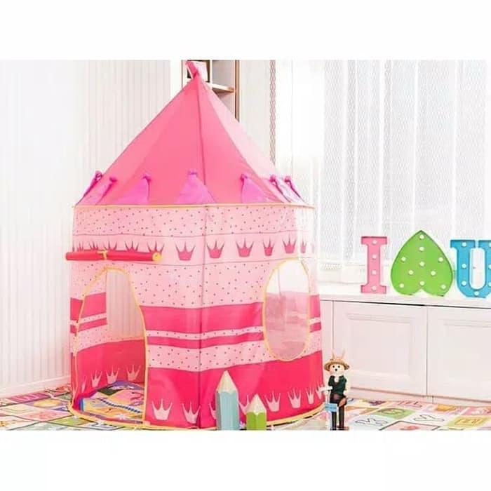 Gambar Tenda Camping Anak lipat - Mainanan Tenda KERUCUT Castle Istana F413 - Merah Muda dari Gosir Shop undefined Tokopedia
