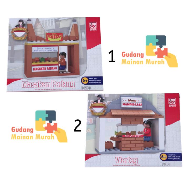 Gambar LEGO EMCO 8630 BRIX SPECIAL INDONESIA SERIES PEDAGANG KAKI LIMA ORI dari GUDANG. MAINAN MURAH undefined Tokopedia