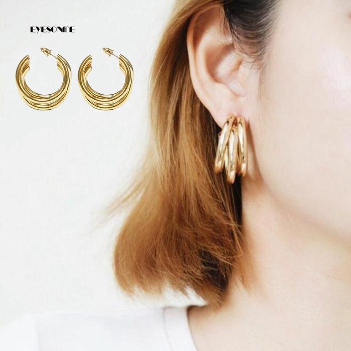 Gambar Anting Bulat Simple untuk Wanita / Pesta / Hadiah Ulang Tahun dari Raja Oline Shop undefined Tokopedia