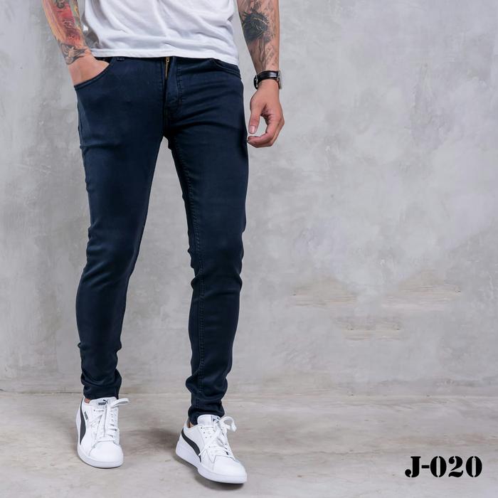Skinny Jeans Dark Blue Simple Celana Panjang Jeans Pria