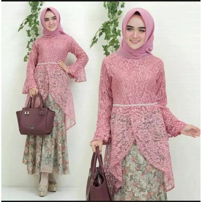 Jual Stelan Kebaya Lala Blouse Pita Brukat Dan Rok Duyung Maxi