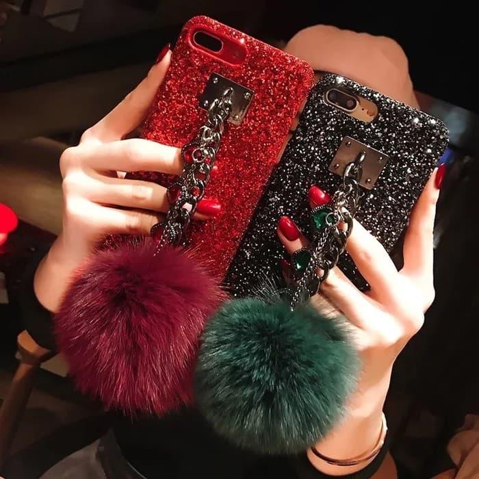 Jual Case iPhone X XS 6s Plus Lady Girl Bling Diamond Gliter