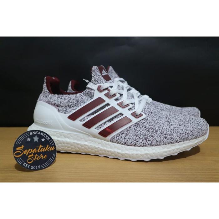 maroon and white adidas ultra boost