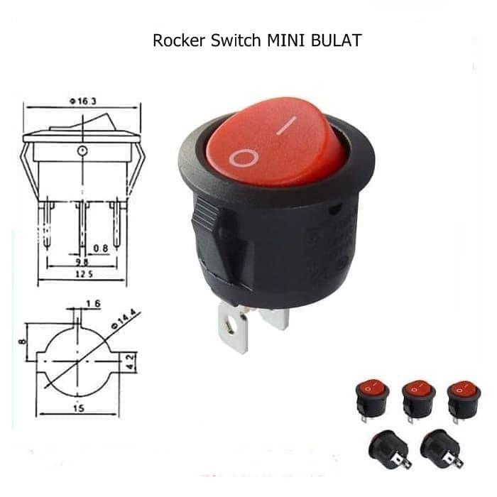 Gambar Rocker Switch MINI BULAT Merah BA-02B Red Round SPST dari Arduino Robot Jaman Now undefined Tokopedia