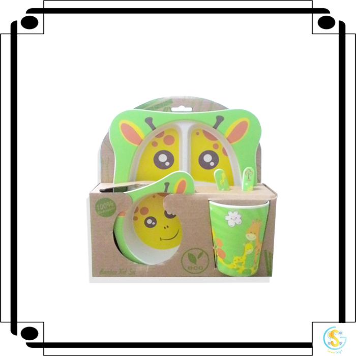 Gambar Peralatan Makan Bayi - Bamboo Fiber Feeding Kids Set RS20 - Hijau Jerapah dari Pinter Cetak undefined Tokopedia