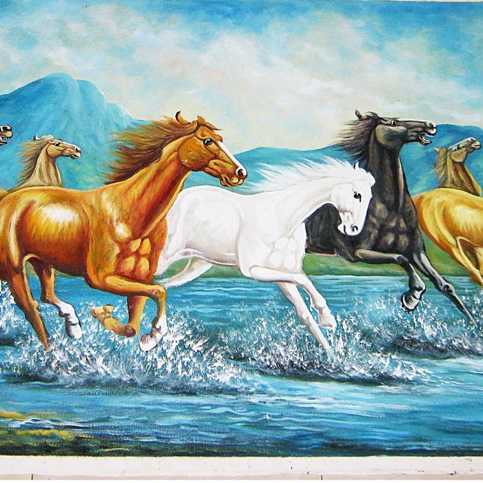 Jual Lukisan 8 Kuda Berlari Realis New Model Kota Denpasar Bali Bagus Art Tokopedia