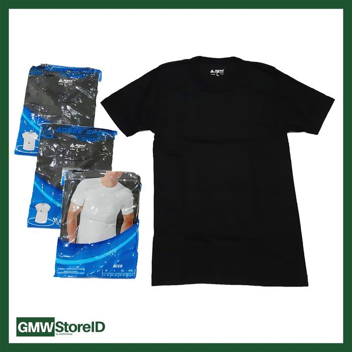 Gambar W457 Kaos Oblong Hitam Pria Kaos Dalam Laki-Laki Agree Men Size L dari GMW Store ID undefined Tokopedia