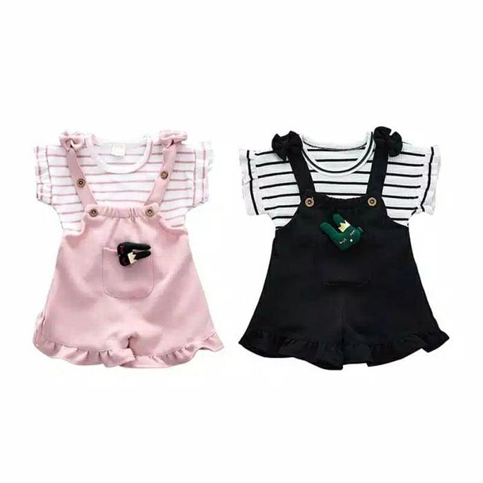 Gambar setelan anak import - stripe overall set - 1-2 Tahun, Hitam dari Ambar Arum Baby Shop undefined Tokopedia