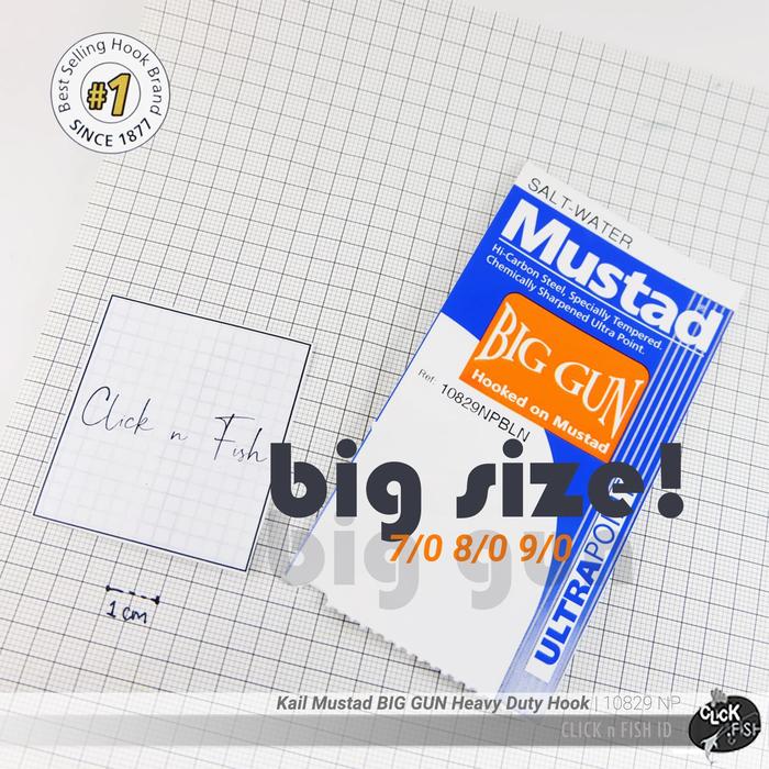 Gambar Kail Mustad BIG GUN Heavy Duty Hook 10829 NP | No. 7/0 # 3 pcs dari Click n Fish id undefined Tokopedia