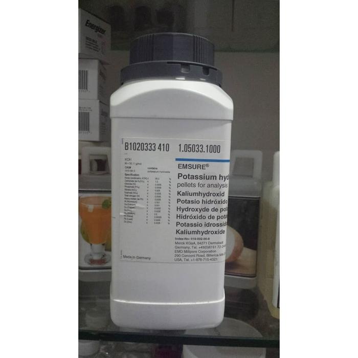 Gambar Bahan Kimia PA Potassium Hydroxide KOH Pellets MERCK 05033 Per 50 Gram dari sentana.sempurna undefined Tokopedia
