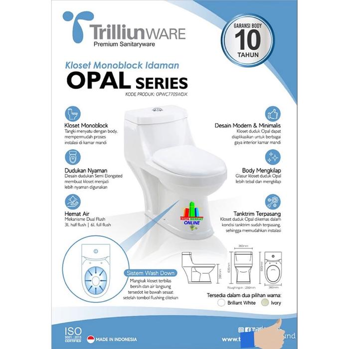 Jual Closet Duduk Wc Duduk Trilliun Ware Opal Series Kota Balikpapan Tb Kota Berkat 