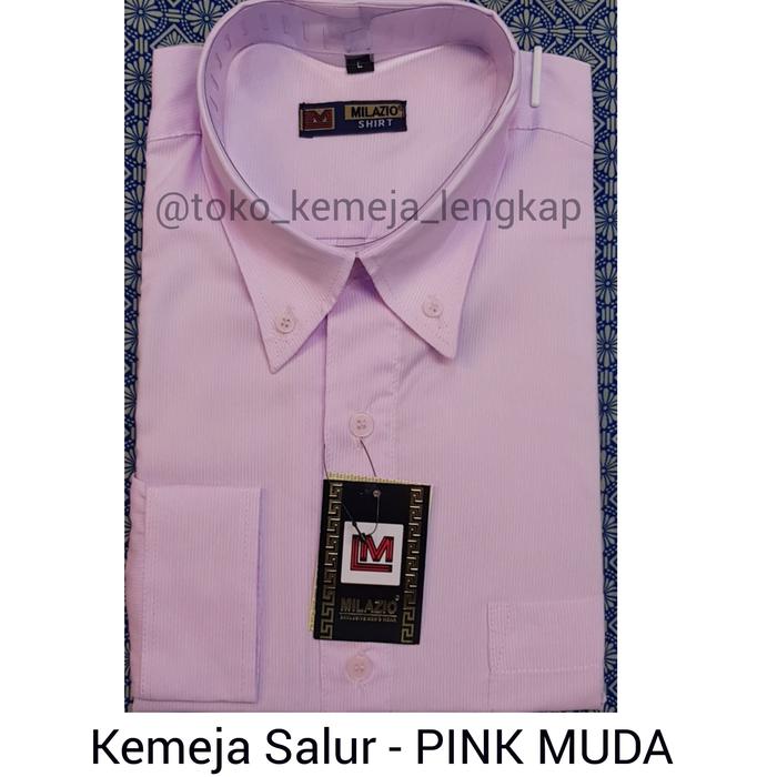 Gambar Kemeja salur streamy garis-garis vertikal warna pink muda baby pink - Pink Muda, Lengan Pendek dari Toko Kemeja Lengkap undefined Tokopedia