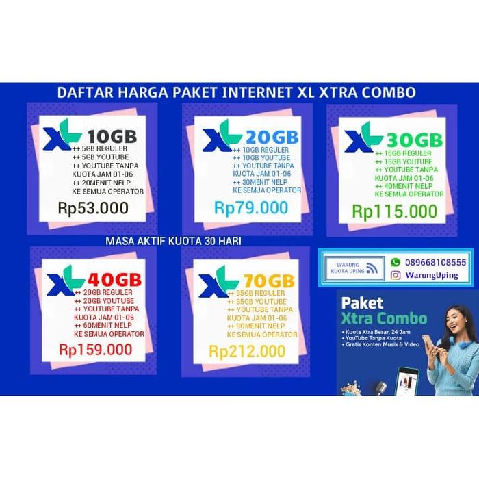 Jual Daftar Harga Kuota Internet Extra Combo Xl 1 Kab Kendal Uping Store Tokopedia