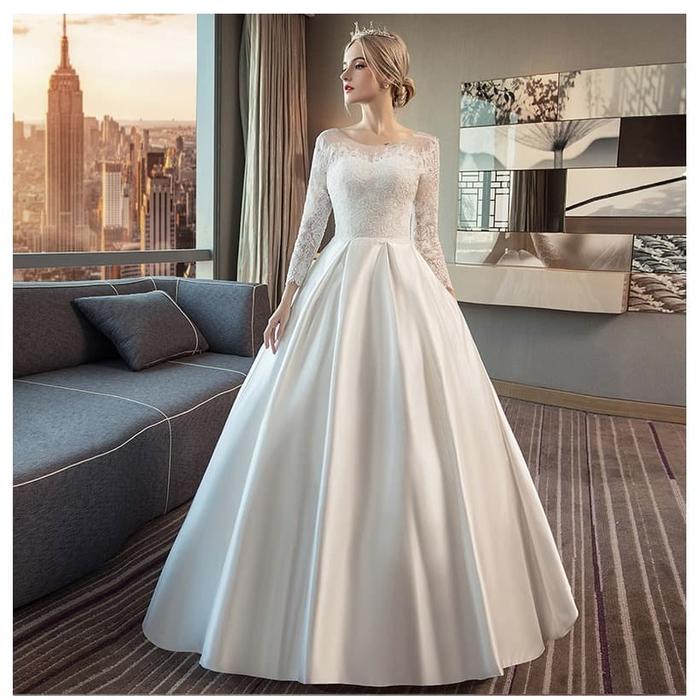 Jual Gaun Pengantin 1909020 Putih Lengan Panjang Wedding Gown Dress ...