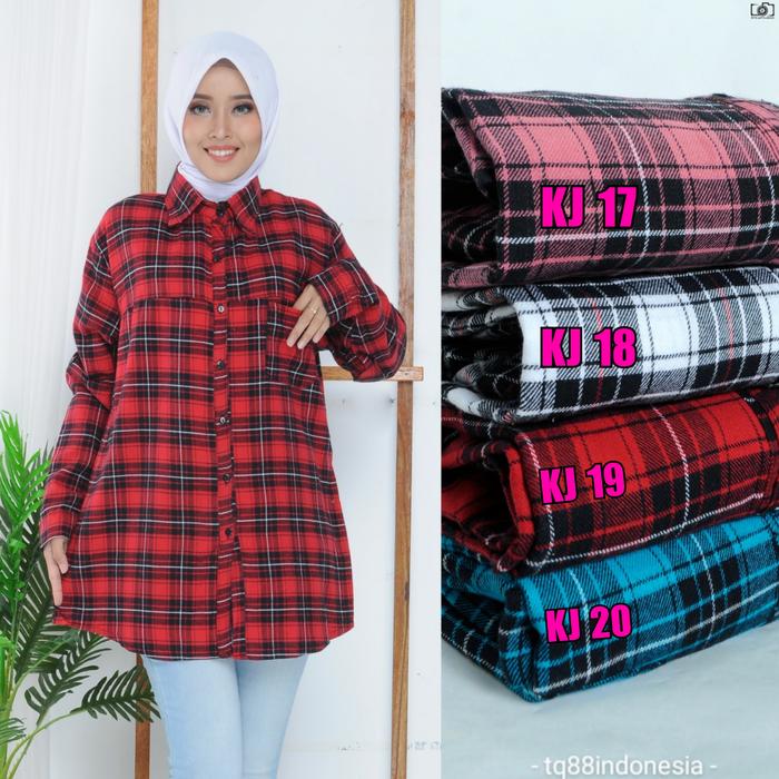 Gambar Kemeja flanel cewek/kemeja flanel /kemeja kotak cewek/hem/kemeja jumbo - salem, XXL dari Tq88indonesia undefined Tokopedia