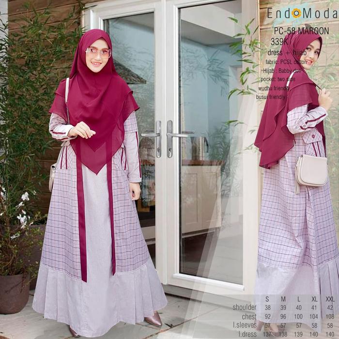 Jual Gamis Muslimah Endomoda Pc 58 Maroon Xl Kota Bandung Assalam Busana Tokopedia