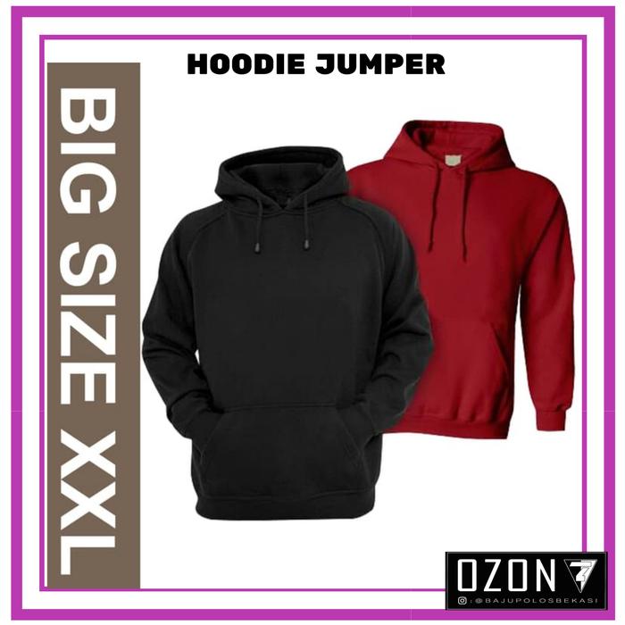 XXL Jaket Sweater Hoodie Jumper Polos Real Cotton Fleece Murah Abu-abu,  XXL