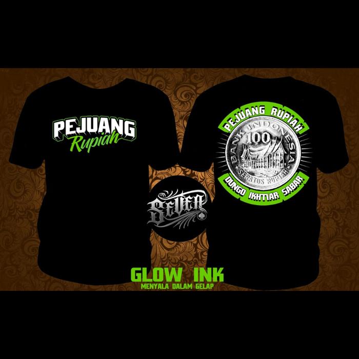 Gambar Kaos T-shirt Pejuang Rupiah Koin Glow In The Dark - Hitam, XXXL dari Arjuna OS undefined Tokopedia