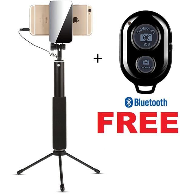 Gambar Tongsis Monopod Tripod Bluetooth Cermin Selfie Kabel HP Smartphone dari WL Store ID undefined Tokopedia