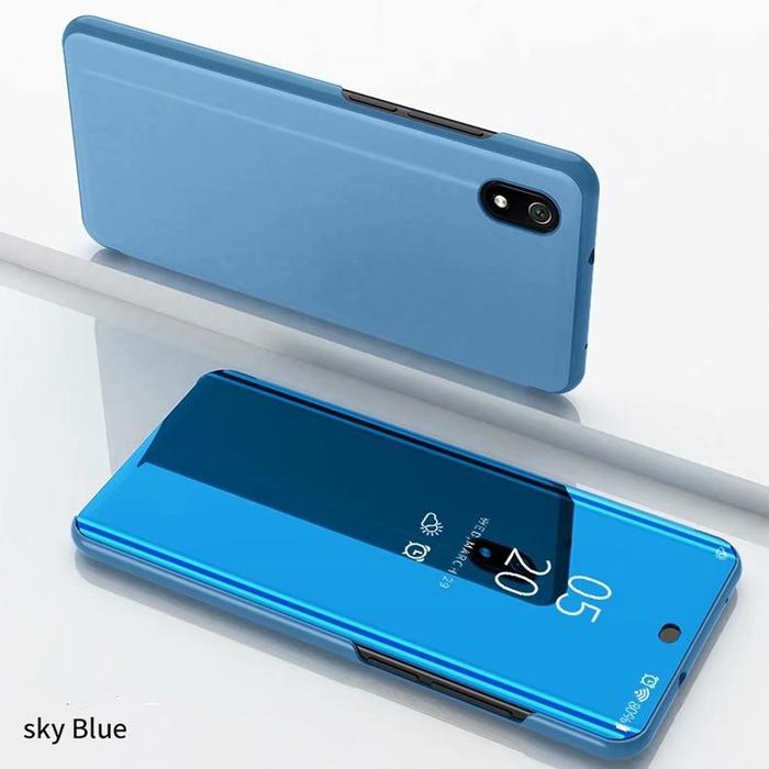 Xiaomi Redmi 7A Flip Clear View Standing Cover Mirror Case Casing Navy,  Redmi 7A