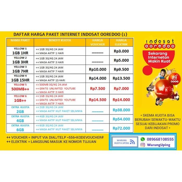 Jual Price List Kuota Internet Indosat Ooredoo 1 Kab Kendal Uping Store Tokopedia