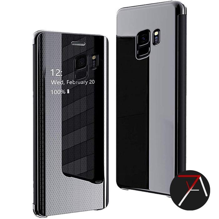 Samsung Galaxy S9 Flip Clear View Motif Standing Cover Mirror Case Gold,  Samsung S9