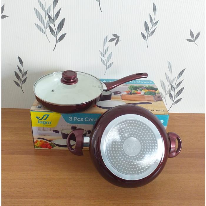 Gambar Panci set 3 Pieces Ceramic Induction Jagoo JH-LV-3058 - Merah Maroon dari Pusat Grosir Sidoarjo undefined Tokopedia
