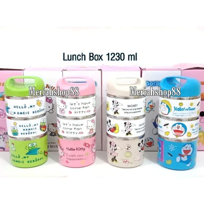 Gambar RANTANG KARAKTER 3 SUSUN MODEL PUTAR 1,23L LUNCH BOX TUTUP HANDLE dari Meriahshop.MS undefined Tokopedia