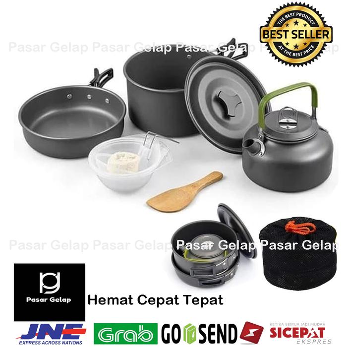 Gambar Cooking Set SY DS 308 nesting panci teko ketle camping misting kemping dari Pasar Gelap Outdoor undefined Tokopedia
