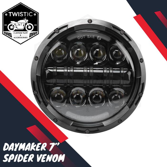 Gambar Daymaker Spider Eye Venom 7 Inchi Lampu LED Motor W175 Benelli XSR - Hitam dari TWISTIC CUSTOM undefined Tokopedia