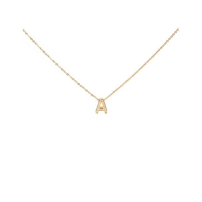 Gambar LRC Kalung Fashion Golden Write English Alphabet Micro Inlaid D59122 - Abjad A dari Toko Aksesoris Online undefined Tokopedia