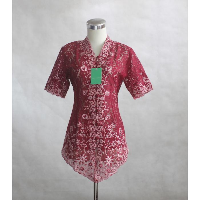 Gambar Kebaya Brokat Merah Pendek Bordir 806 - S dari Neng Lina Kebaya undefined Tokopedia