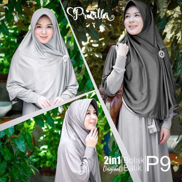 Gambar Jilbab instan bolak balik syari Pricilla Monochrome adem nyaman baru - M dari Lintang Muslimah undefined Tokopedia