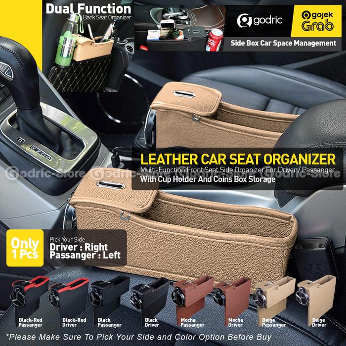 Gambar Front Seat Leather Car Organizer Rak Mobil (Sisi Driver / Penumpang) - BEIGE DRIVER dari G-Rex undefined Tokopedia