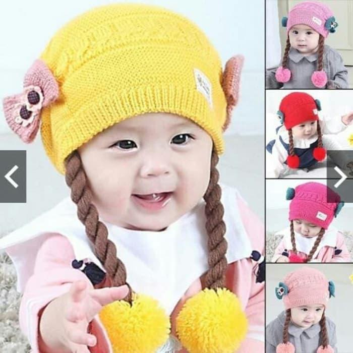 Gambar topi rajut bayi/topi kupluk lucu/topi bayi perempuan imut dari toko himawan898 undefined Tokopedia