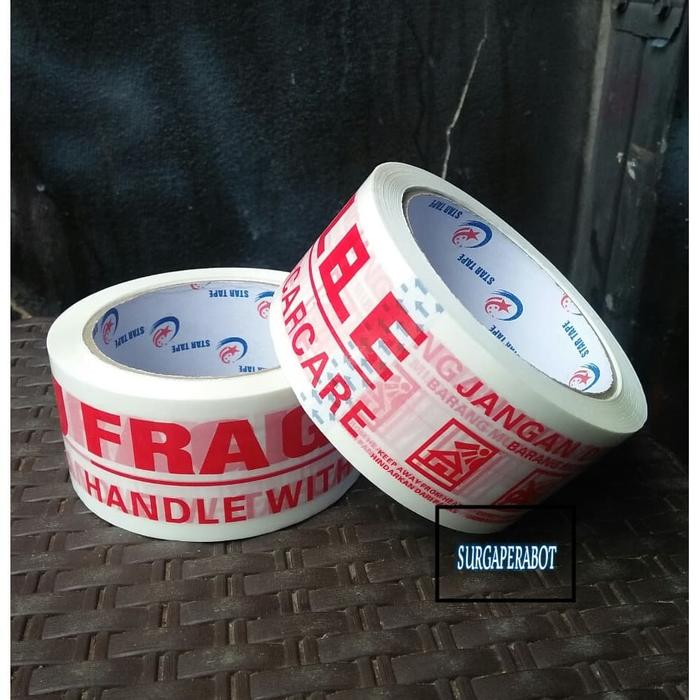 Jual Lakban Fragile PUTIH Jangan Di Banting Star Tape 2 inchi - Kota ...