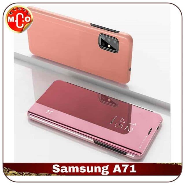 Samsung Galaxy A71 Mirror Clear View Case Casing Sarung Cover HP Hitam