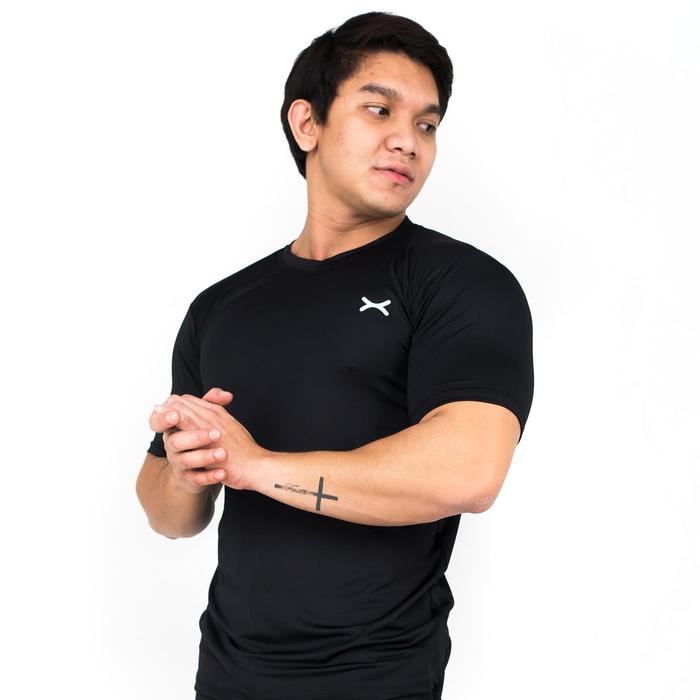 Gambar FLEXZONE Sports Tee - Hitam - for Running Gym Renang FTS-033HT - XL dari Flexzone undefined Tokopedia