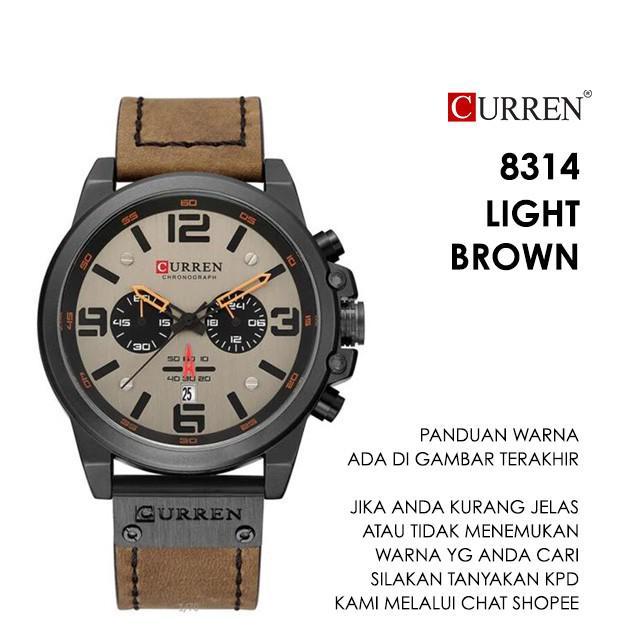 Gambar CURREN 8314 ORIGINAL Jam Tangan Pria Chrono Aktif Tali Kulit - Light BrownGray dari Sel Collection Stuff undefined Tokopedia