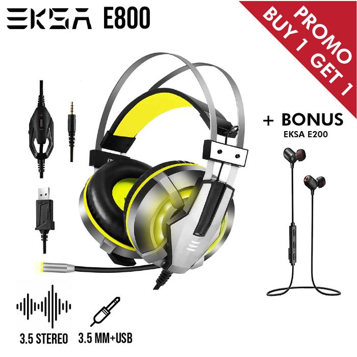 Gambar EKSA E800 Gaming Headset Headphone Over Ear PC PUBG - Kuning dari Trinity Plaza undefined Tokopedia