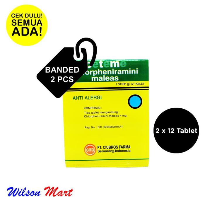 Gambar CETEME CTM OBAT ANTI ALERGI ISI 12 TABLET BANDED 2 PCS dari Wilson Mart undefined Tokopedia