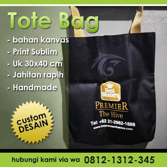 Jual Tote Bag Bahan Canvas Uk 30x40 cm Print Sublim Custom Desain