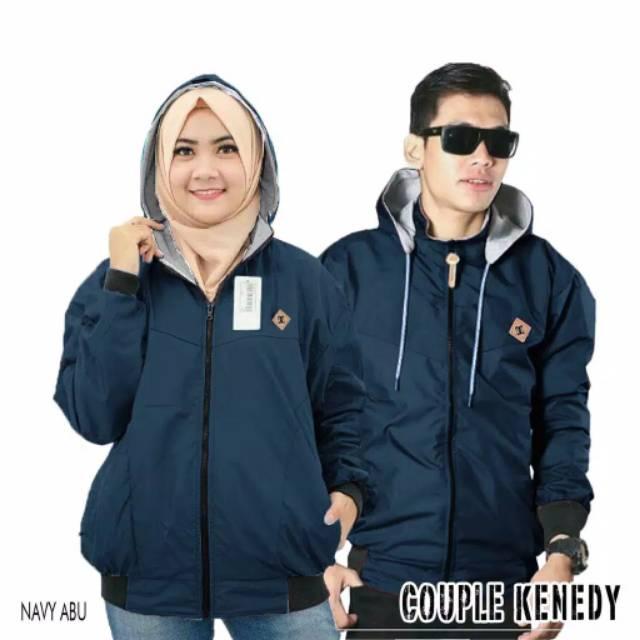 Gambar Jaket Parka Couple Pria Wanita Baju Couple Jaket Parasut Bolak Balik - NAVY ABU, XXL dari UNGSIRA STORE undefined Tokopedia