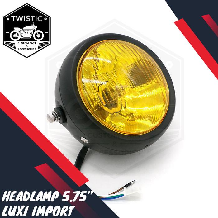 Gambar Headlamp Lampu Depan Custom Motor 5.75 Luxi Japstyle Caferacer Tracker - Kuning dari TWISTIC CUSTOM undefined Tokopedia