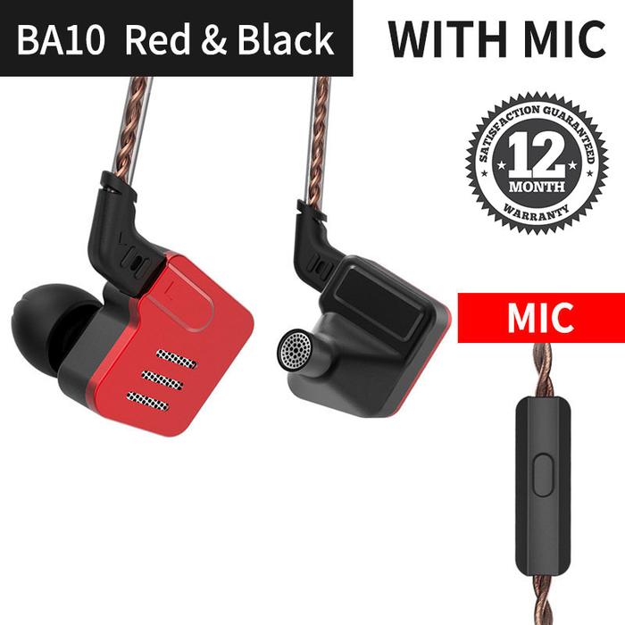 Gambar Knowledge Zenith KZ BA10 In Ear Earphone - 5 BA Driver - Merah Hitam dari Knowledge Zenith Store undefined Tokopedia